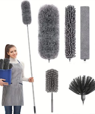 4/6pcs/set, Microfiber Duster Cleaning Kit, Extendable And Bendable Dusters With Long Extension Pole, R Washable Lightweight Dusters