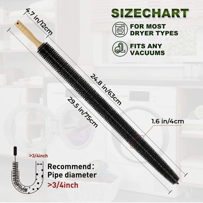 1pc Dryer Vent Cleaner Kit Lint Remover Brush, Dryer Lint Brush Vent Trap Cleaner Tools, Long Flexible Refrigerator Coil Brush - Image 3