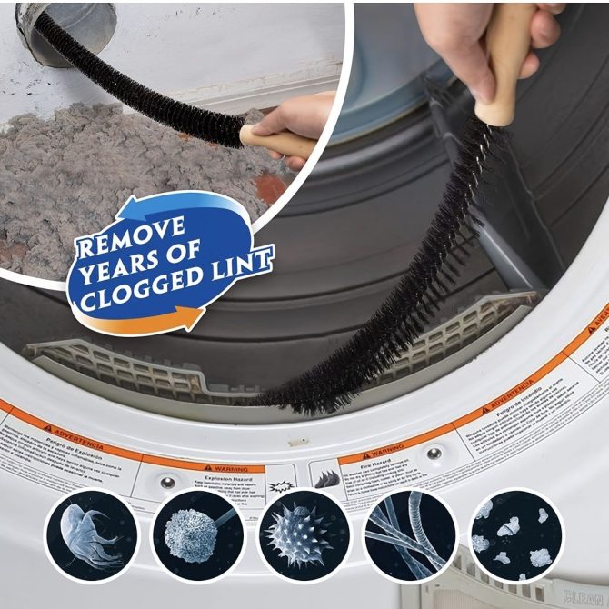 1pc Dryer Vent Cleaner Kit Lint Remover Brush, Dryer Lint Brush Vent Trap Cleaner Tools, Long Flexible Refrigerator Coil Brush - Image 4