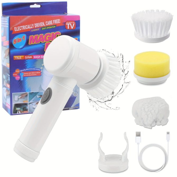 ZaneForest Electric Spin Scrubber, Electric Cleaning Brush With 3 Brush Heads, Bathroom Rechargeable Scrub Brush,Shower Scrubber For Cleaning Wall/Bathtub/Toilet/Window/Kitchen/Sink/Dish/Grout - Image 2