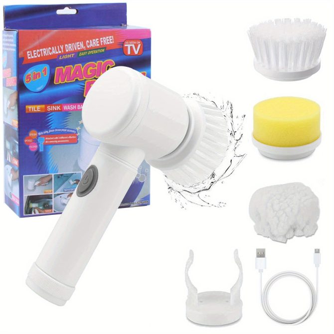 ZaneForest Electric Spin Scrubber, Electric Cleaning Brush With 3 Brush Heads, Bathroom Rechargeable Scrub Brush,Shower Scrubber For Cleaning Wall/Bathtub/Toilet/Window/Kitchen/Sink/Dish/Grout - Image 4