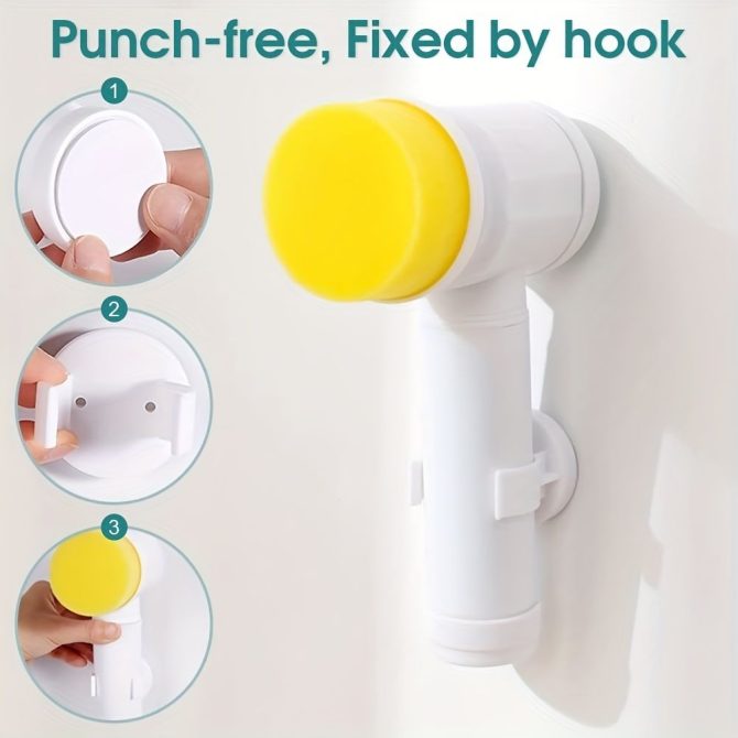 ZaneForest Electric Spin Scrubber, Electric Cleaning Brush With 3 Brush Heads, Bathroom Rechargeable Scrub Brush,Shower Scrubber For Cleaning Wall/Bathtub/Toilet/Window/Kitchen/Sink/Dish/Grout - Image 5