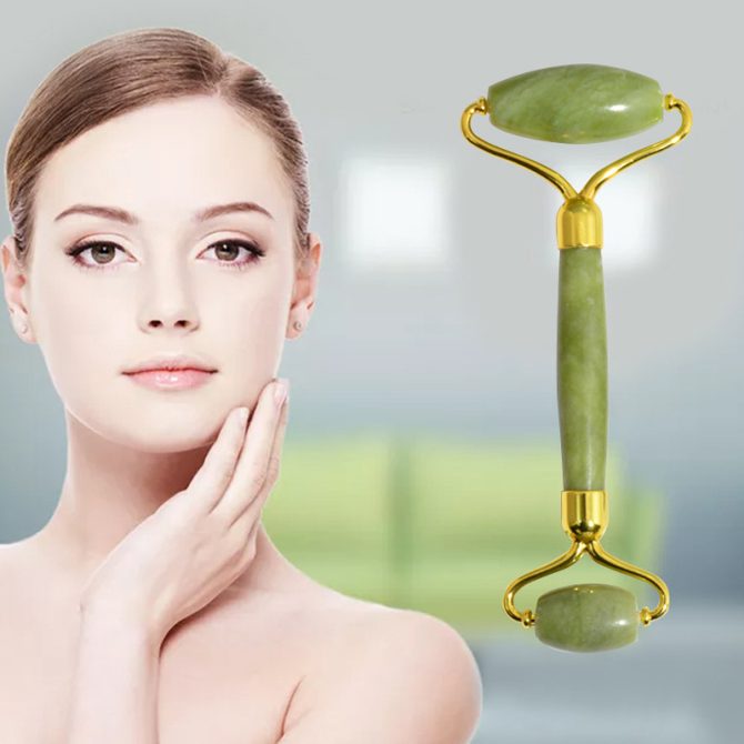 Natural Facial Massager Face Roller Gua Sha Scraper Double Heads Jade Stone Roller Skin Care Rose Quartz Massage for Face Body - Image 2
