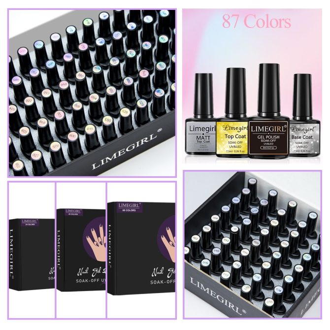 Limegirl Gel Nail Polish Set 60/40/24Colors Semi Permanent UV Led Gel Varnish Soak Off Nail Lacquers Base Top Coat - Image 49