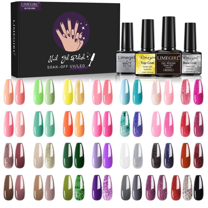 Limegirl Gel Nail Polish Set 60/40/24Colors Semi Permanent UV Led Gel Varnish Soak Off Nail Lacquers Base Top Coat - Image 8