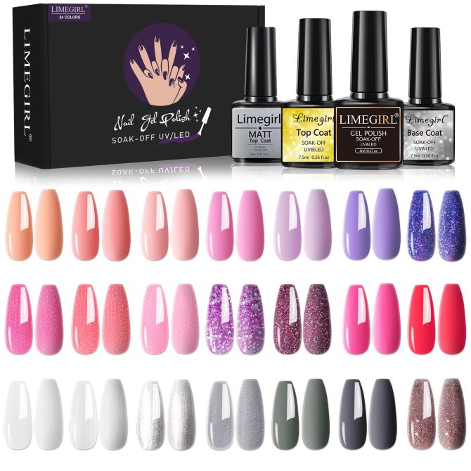 Limegirl Gel Nail Polish Set 60/40/24Colors Semi Permanent UV Led Gel Varnish Soak Off Nail Lacquers Base Top Coat - Image 57