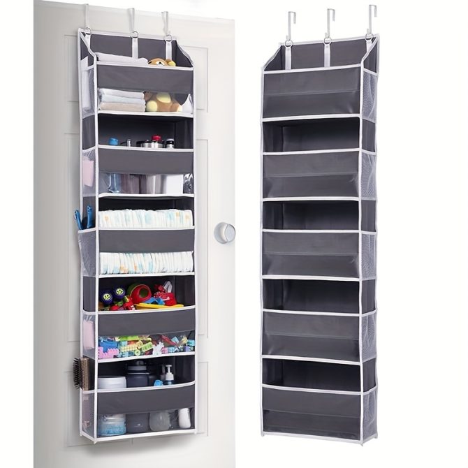 1pc Over Door Organizer With 5 Large Pockets; 10 Mesh Side Pockets; Hanging Storage Organizer With For Kids Toys; Shoes; Diapers - Image 2