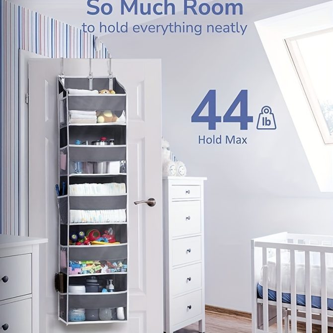 1pc Over Door Organizer With 5 Large Pockets; 10 Mesh Side Pockets; Hanging Storage Organizer With For Kids Toys; Shoes; Diapers - Image 3