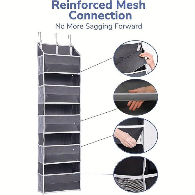 1pc Over Door Organizer With 5 Large Pockets; 10 Mesh Side Pockets; Hanging Storage Organizer With For Kids Toys; Shoes; Diapers - Image 4
