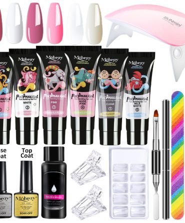 Mobray Poly Nail Gel Set Manicure Set Gel Cuticle Pusher Finger Extend Mold Nail Kit All For Quick Extension Manicure Set