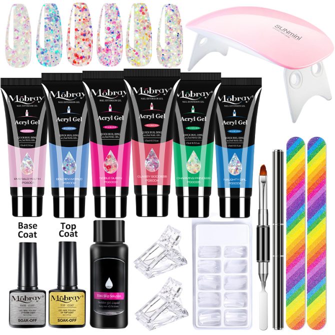 Mobray Poly Nail Gel Set Manicure Set Gel Cuticle Pusher Finger Extend Mold Nail Kit All For Quick Extension Manicure Set - Image 19