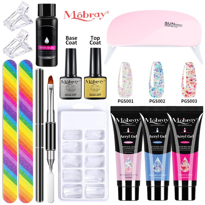 Nail set with nail lampNail dryerNail drilling machineNail setPoly nail gel setPolishing setSoaking manicure tool setGel - Image 25