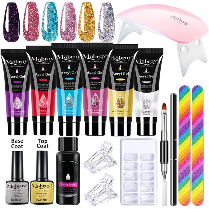 Mobray Poly Nail Gel Set Manicure Set Gel Cuticle Pusher Finger Extend Mold Nail Kit All For Quick Extension Manicure Set - Image 7