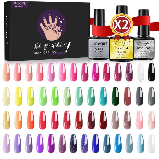 Limegirl Gel Nail Polish Set 60/40/24Colors Semi Permanent UV Led Gel Varnish Soak Off Nail Lacquers Base Top Coat - Image 50
