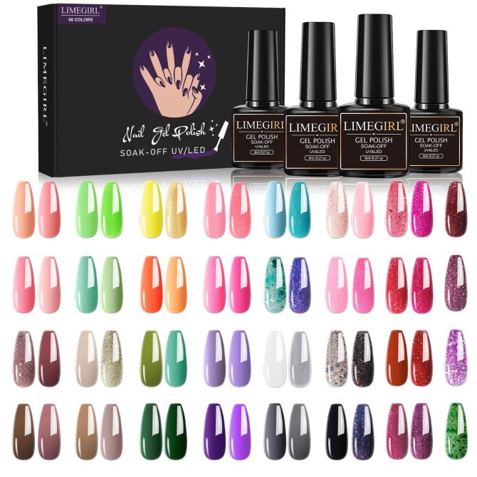 Limegirl Gel Nail Polish Set 60/40/24Colors Semi Permanent UV Led Gel Varnish Soak Off Nail Lacquers Base Top Coat - Image 64