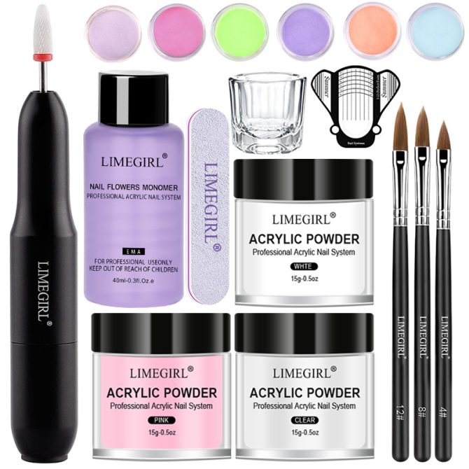 Nail Acrylic Powder and Liquid Monomer Nails Art Decoration For Manicure Set Kit With Nail Drill 3D Nail Tips Carving Tools - Image 7