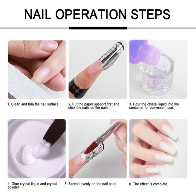 Nail Acrylic Powder and Liquid Monomer Nails Art Decoration For Manicure Set Kit Crystal Nail Glitter 3D Nail Tips Carving Tools - Image 5