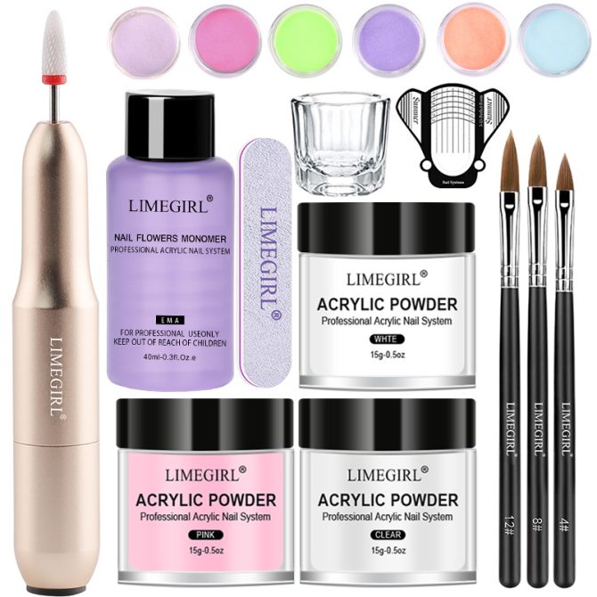 Nail Acrylic Powder and Liquid Monomer Nails Art Decoration For Manicure Set Kit Crystal Nail Glitter 3D Nail Tips Carving Tools - Image 7