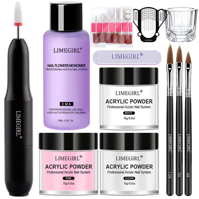 Nail Acrylic Powder and Liquid Monomer Nails Art Decoration For Manicure Set Kit With Nail Drill 3D Nail Tips Carving Tools - Image 25