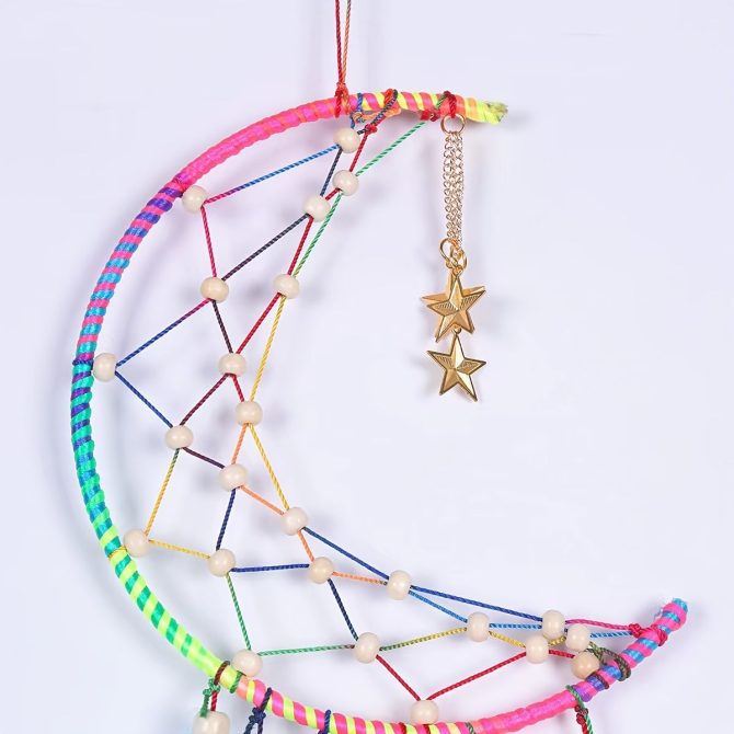 1pc Colorful Dream Catcher; Creative Bead Moon Dreamcatcher For Wall Hanging Decor Home Decoration Festival Gift Valentine's Day Gifts Birthday Gifts - Image 5