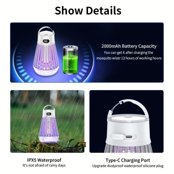 Bug Zapper; Mosquito Zapper Outdoor; Bug Zapper Outdoor Electric; Insect Fly Traps; Fly Zapper; Mosquito Killer For Patio - Image 12
