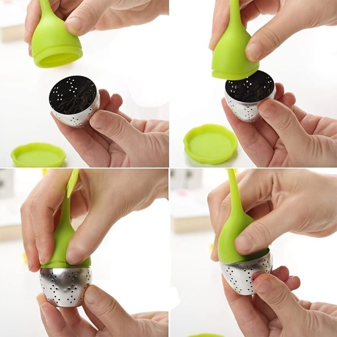 1pc Tea Infuser Silicone Handle Stainless Steel Strainer Drip Tray Included - Loose Tea Steeper - Best Tea Infuser For Loose Leaf Or Herbal Tea - Image 44