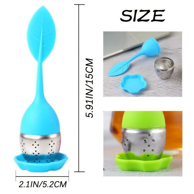 1pc Tea Infuser Silicone Handle Stainless Steel Strainer Drip Tray Included - Loose Tea Steeper - Best Tea Infuser For Loose Leaf Or Herbal Tea - Image 46