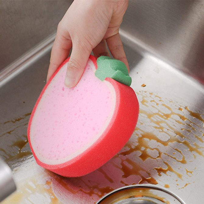 Dishwashing Sponge Kitchen Supplies Tools Cute Fruit Shape Clean Stains Removing Kit Useful Things For Home Cleaning Accessories - Image 9