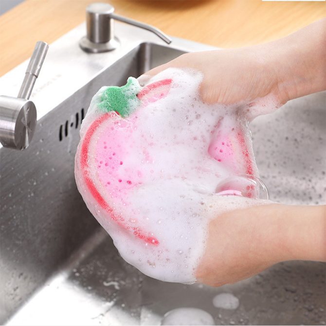 Dishwashing Sponge Kitchen Supplies Tools Cute Fruit Shape Clean Stains Removing Kit Useful Things For Home Cleaning Accessories - Image 2