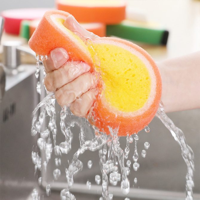 Dishwashing Sponge Kitchen Supplies Tools Cute Fruit Shape Clean Stains Removing Kit Useful Things For Home Cleaning Accessories - Image 4