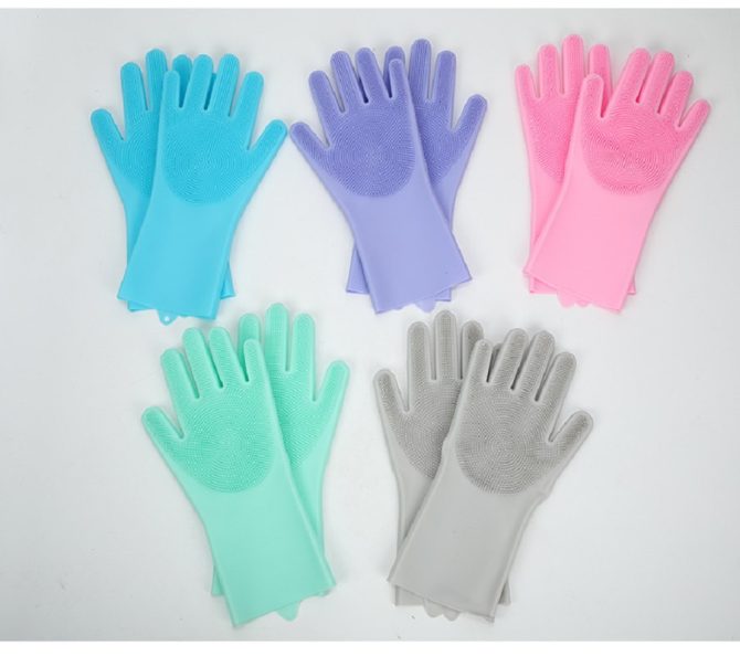 Dishwashing Gloves with Silicone Scrubber, Kitchen Household Cleaner Tool - Image 3