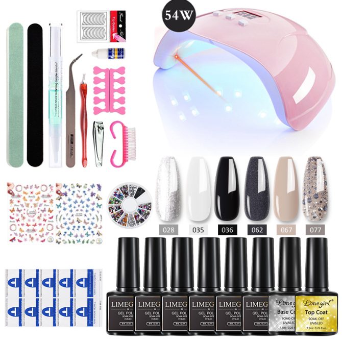 Nail Kit 8ml Gel Nail Polish with 6/54W UV LED Nail Lamp Semi-Permanent UV Varnish Soaked Gel Nail Polish Nail Starter Kit - Image 28