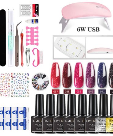 Nail Kit 8ml Gel Nail Polish with 6/54W UV LED Nail Lamp Semi-Permanent UV Varnish Soaked Gel Nail Polish Nail Starter Kit