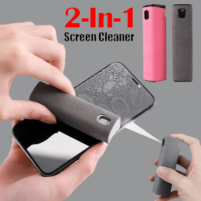 Mobile Phone Screen Cleaner 10ml Portable Rectangle Shape Microfiber Anti Dust Mobile Phone Screen Cleaner Spray Cleaner Wipe Bottle
