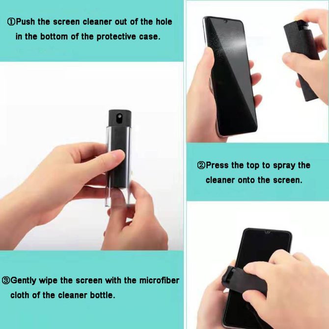 Mobile Phone Screen Cleaner 10ml Portable Rectangle Shape Microfiber Anti Dust Mobile Phone Screen Cleaner Spray Cleaner Wipe Bottle - Image 9