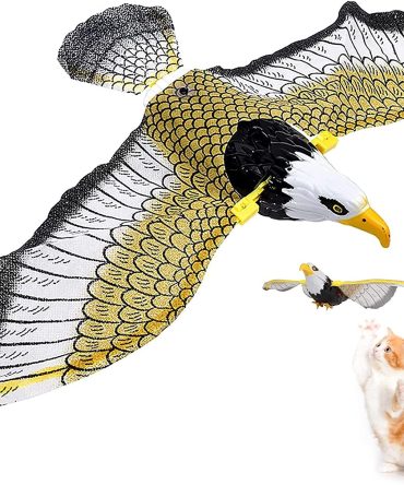 GARENT Flying Bird Cat Toy; Simulation Bird Interactive Cat Toy for Indoor Cats; Interactive Electric Hanging Flying Bird Toy for Cats Kitten Play Hunting Exercising Eliminating Boredom (Parrot)