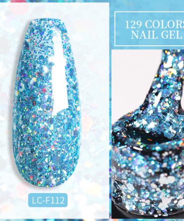 LILYCUTE 7ml Holographic Glitter Gel Nail Polish Spring Color Sparkling Sequins Soak Off UV LED Varnish Nail Art Decoration