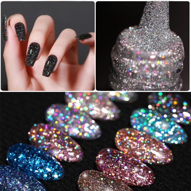 LILYCUTE 7ml Holographic Glitter Gel Nail Polish Spring Color Sparkling Sequins Soak Off UV LED Varnish Nail Art Decoration - Image 8