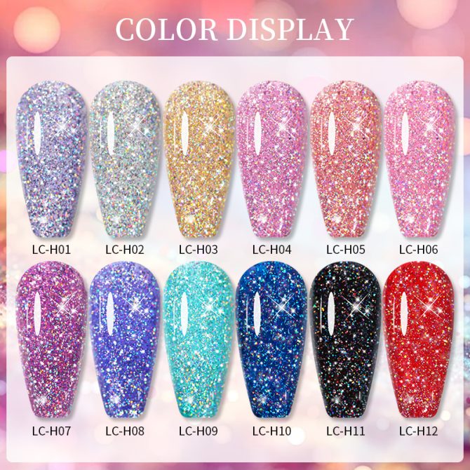 LILYCUTE 7ml Holographic Glitter Gel Nail Polish Spring Color Sparkling Sequins Soak Off UV LED Varnish Nail Art Decoration - Image 11