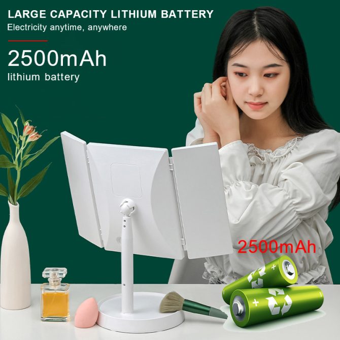 Rechargeable Foldable Makeup Mirror With LED Light 360° Adjust Wireless 1-3X Magnifying 3 Tone Light Desktop Vanity Table Mirror - Image 21