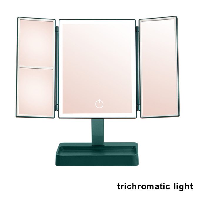 Rechargeable Foldable Makeup Mirror With LED Light 360° Adjust Wireless 1-3X Magnifying 3 Tone Light Desktop Vanity Table Mirror - Image 15