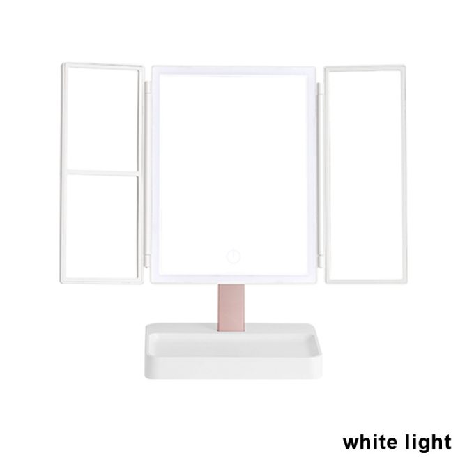 Rechargeable Foldable Makeup Mirror With LED Light 360° Adjust Wireless 1-3X Magnifying 3 Tone Light Desktop Vanity Table Mirror - Image 8