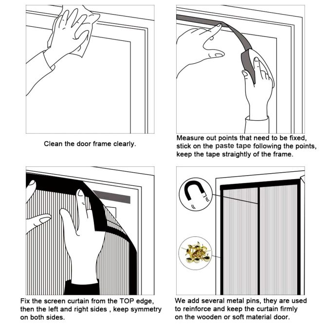 Magnetic Mesh Curtain Hands-free Fly Mesh Door Curtain 39x82' Self-adhesive Door Screen Anti Mosquito Bugs - Image 5
