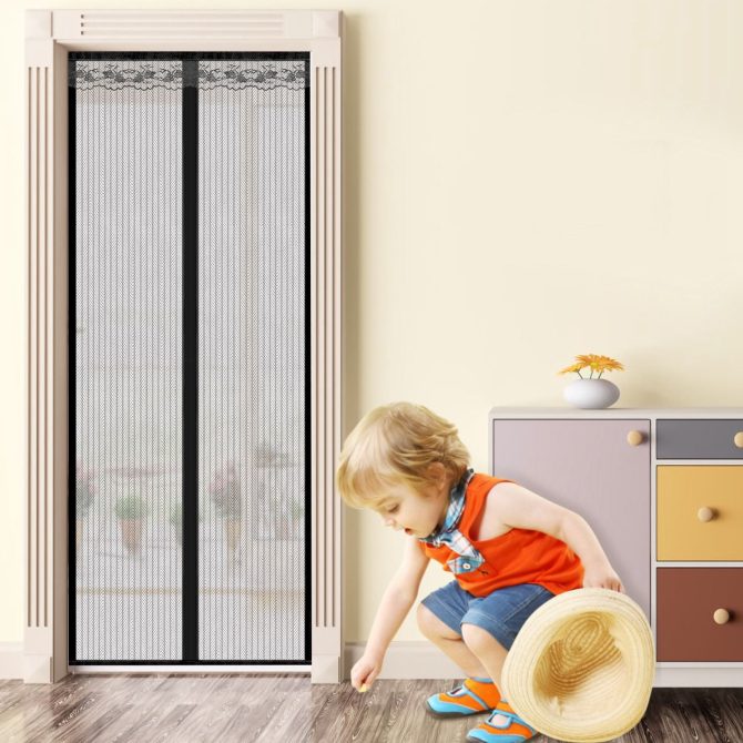 Magnetic Mesh Curtain Hands-free Fly Mesh Door Curtain 39x82' Self-adhesive Door Screen Anti Mosquito Bugs - Image 8