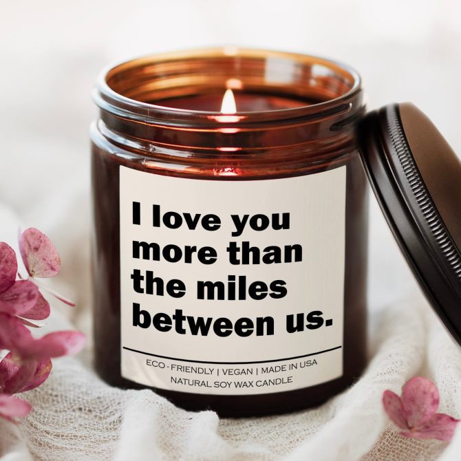 I love you more than the miles between us Candle - Image 2