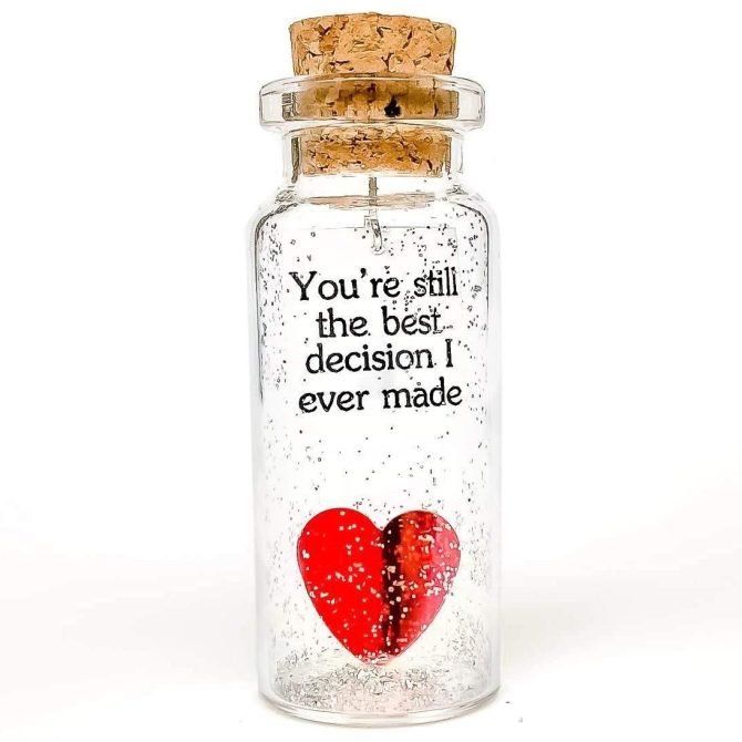 for Her & Him Romantic Present for Boyfriend Girlfriend Custom Message I Love You Gifts to Wife Husband Heart You're Still The Best Decision I Ever Made in a Bottle - Image 2