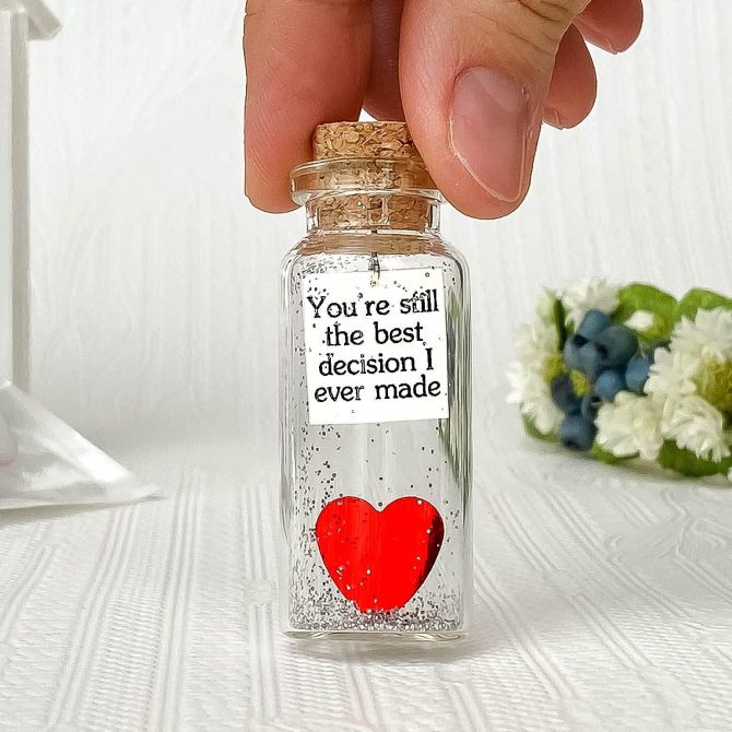 for Her & Him Romantic Present for Boyfriend Girlfriend Custom Message I Love You Gifts to Wife Husband Heart You're Still The Best Decision I Ever Made in a Bottle - Image 4