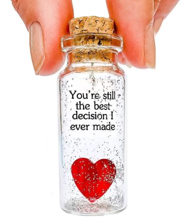 for Her & Him Romantic Present for Boyfriend Girlfriend Custom Message I Love You Gifts to Wife Husband Heart You're Still The Best Decision I Ever Made in a Bottle