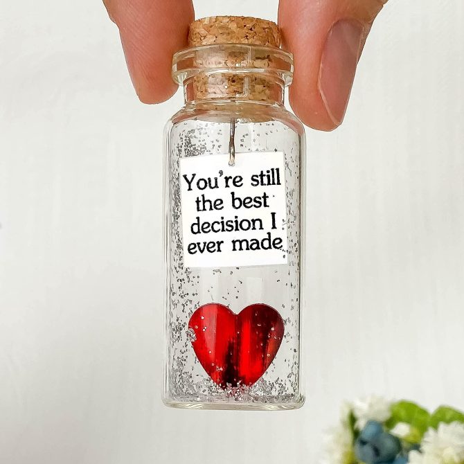 for Her & Him Romantic Present for Boyfriend Girlfriend Custom Message I Love You Gifts to Wife Husband Heart You're Still The Best Decision I Ever Made in a Bottle - Image 6