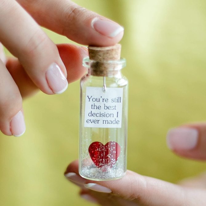 for Her & Him Romantic Present for Boyfriend Girlfriend Custom Message I Love You Gifts to Wife Husband Heart You're Still The Best Decision I Ever Made in a Bottle - Image 7